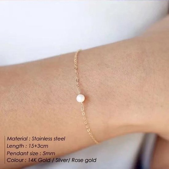 Soraro Parel Armband | 14K Goldplated | Goud | Parel | Soraro Armbanden | Cadeau Voor Haar | Cadeau Voor Vriendin | Verjaardag Cadeau | Moederdag Cadeau | Cadeau Ideeën - Soraro