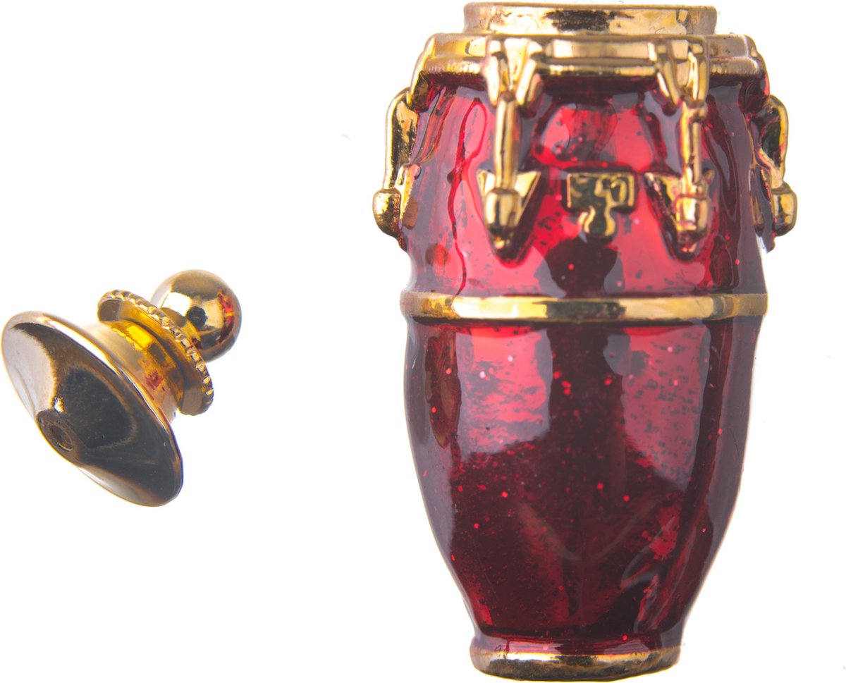 Music Gifts - Conga-drum speldje - 24k verguld - Topkwaliteit - Unisex - Rood/verguld
