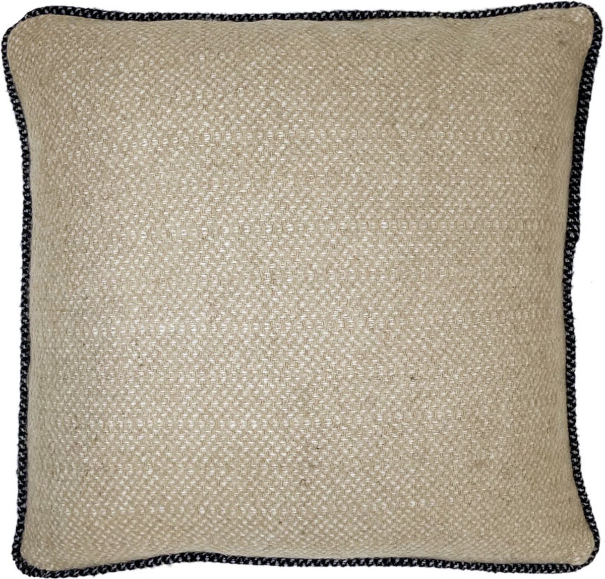 Beige structure recycled wool square cushion