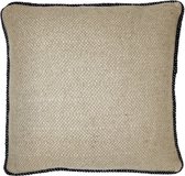 Beige structure recycled wool square cushion