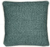 Pine green structure recycled wool square cushion