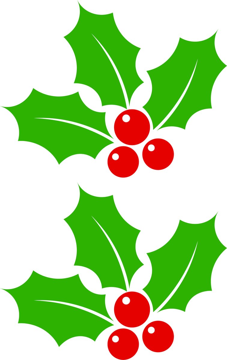 Raamstickers 'Kersthulst' - statisch hechtend - 195 x 295 mm - groen/rood