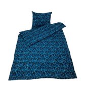 Couvre-lit 1 personne peluche danoise Design bleu 140 x 200cm avec taie d'oreiller