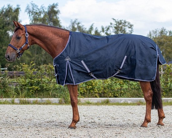 QHP Regendeken Turnout Luxe met fleece - maat 85/115 - Navy