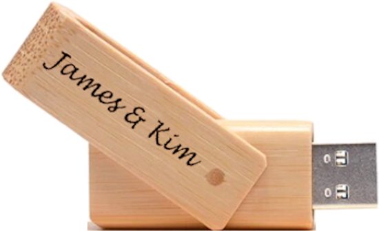 Foto: Beuken hout uitklap usb stick gepersonaliseerd met uw naam tekst of logo 16gb