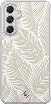 Casimoda® hoesje - Geschikt voor Samsung Galaxy A54 - Palmy Leaves Beige - 2-in-1 case - Schokbestendig - Natuur - Verhoogde randen - Bruin/beige, Transparant