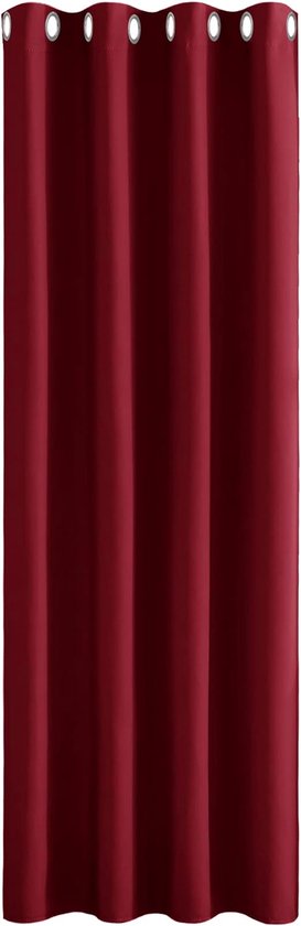 Gordijnen meisjeskamer, 1 stuk, h 260 x b 140 cm, ondoorzichtige gordijnen met inslagringen, verduisterende gordijnen woonkamer, modern, thermogordijn met inslagringen, rood