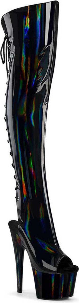 Pleaser - ADORE-3019HWR Plateau Overknee Laarzen - US 8 - 38 Shoes - Zwart