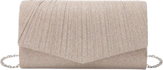 Schoudertas Sophie Champagne - clutch - avondtas - afneembare schouderketting - damestas