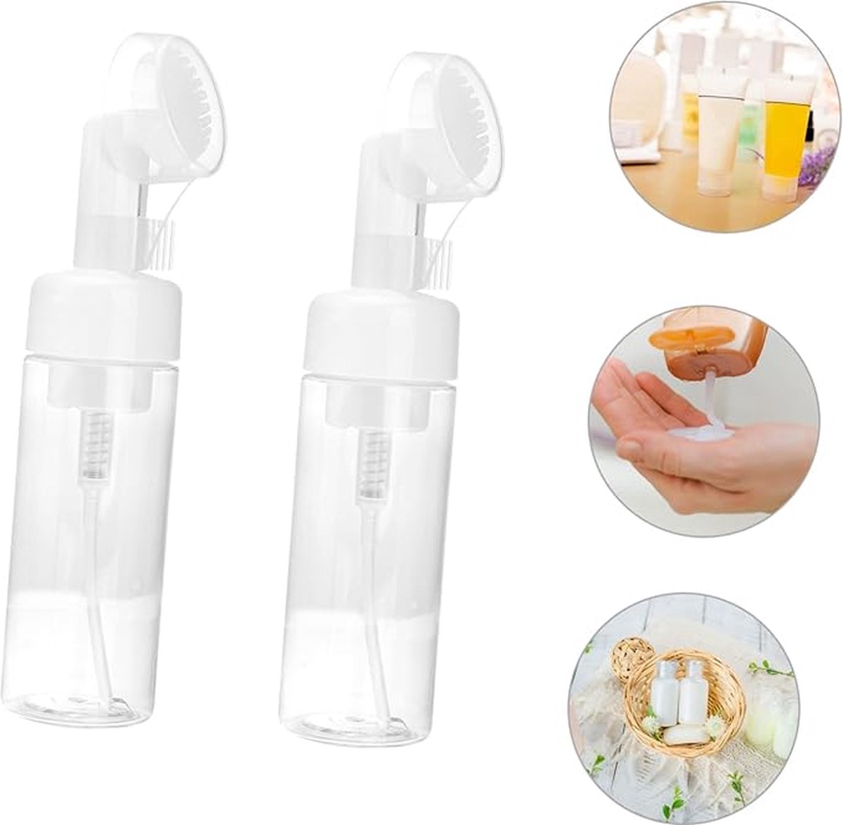 Goedkoopste Narimano® Reiniging Schuimende Fles Met Borstel - Reizen Gezicht Wassen - Reizen Toiletartikelen Containers Gezichtszeep - Plastic - Gezichtsreiniger Pomp