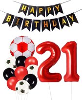 Cijfer Ballon 21 | Snoes Champions Voetbal Plus - Ballonnen Pakket | Rood en Zwart