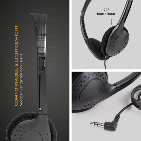 QY Koptelefoon stereo headset - compact en opvouwbaar - zwart - QY