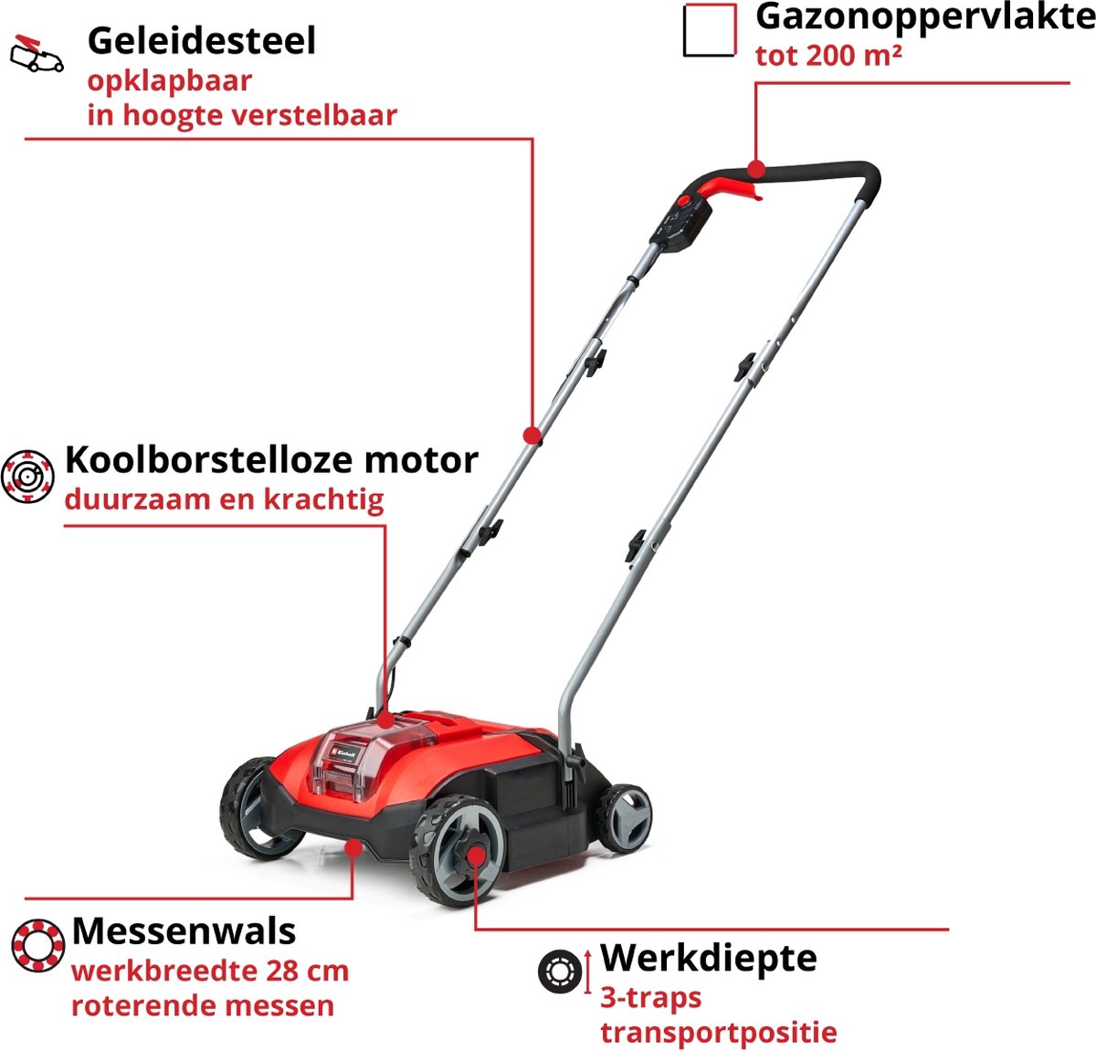 Einhell Accu Verticuteerder 18V - draadloos en compact
