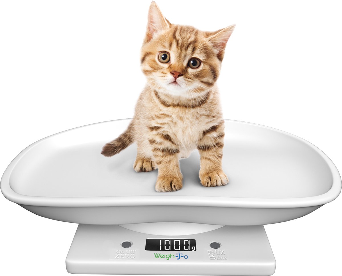 Dierenweegschaal Puppy Kitten Keukenweegschaal digitaal Weegschaal - Dieren Weegschaal - Keuken Weegschaal met Kom - Precisie Weegschaal - Kleine Weegschaal tot 10 kg - WeighJo