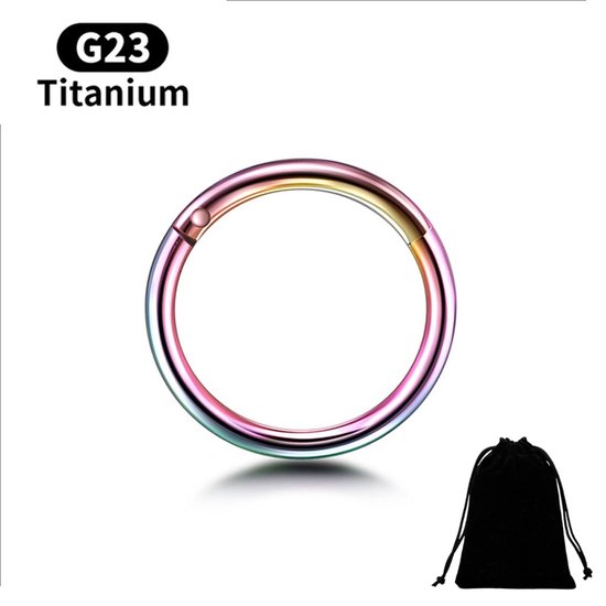 Titanium Ring Piercing - Verpakt in luxe fluwelen envelop - Anti allergie piercing Diameter 10mm - Dikte 1.2mm - Ringetje geschikt voor Helix, Tragus, Septum, Lip, Neus & wenkbrauw piercing- goudkleurig