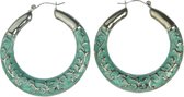 Boucles d'oreilles Behave - boucles d'oreilles colorées avec motif - bleu - couleur argent - 5 cm