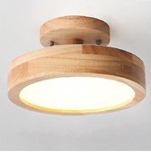 Houten Ronde Plafondlamp - LED Plafondlamp - Luxe Plafondlamp - Moderne Houten Dimbare Plafondlamp - 3 Kleuren