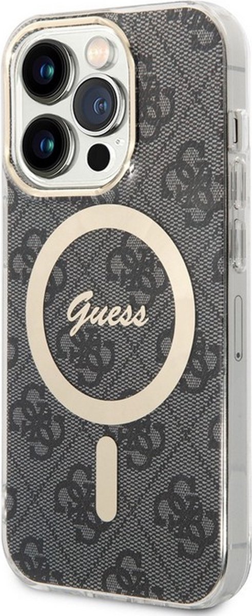 Guess 4G Back Case (MagSafe Compatible) - Geschikt voor Apple iPhone 14 Pro (6.1") - Grijs
