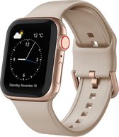 By Qubix Soft siliconen bandje met gespsluiting - Cappuccino - Geschikt voor Apple Watch 42 - 44 - 45 - Ultra - 49mm - Compatible Apple watch bandje -