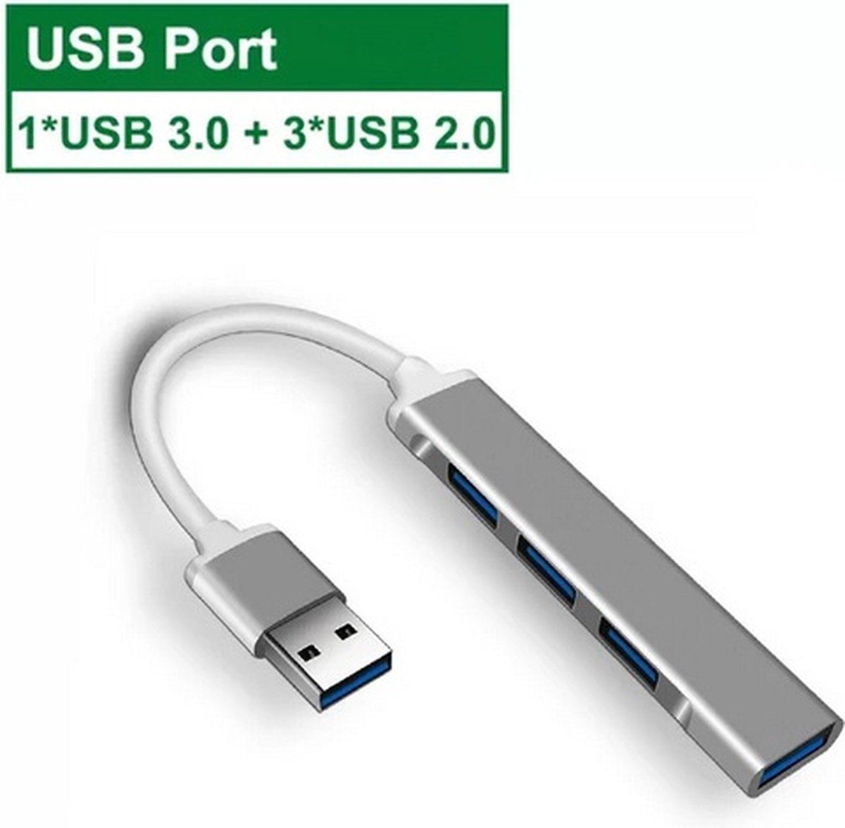 USB Hub - Usb 3.0 - 4-poorts - Mini-hub- Multi Splitter - Hoge Snelheid 5Gbps voor Pc Computer - Multipoort USB