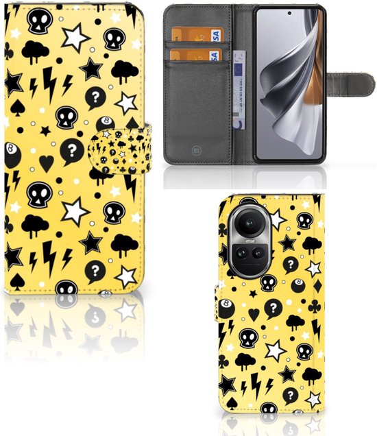 Téléphone Portable Couverture Standing pour OPPO Reno10 | 10 Pro Coque Punk Jaune