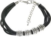 Bracelet Behave noir avec perles argentées 18 cm