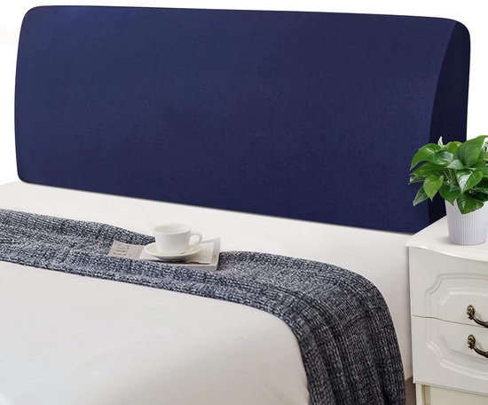 Bed Headboard Covers Stretch Bed Headboard Cover Stretchy Washable Thick Spandex All-Inclusive Dustproof Bed Headboard Cover for Double Bed Single Bed Head (150-170 cm, Dark Blue)