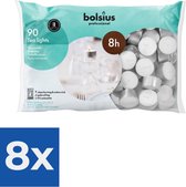 Bolsius Dinerkaars Theelichten 8 uur zak 90 16/38 Wit - Voordeelverpakking 8 stuks