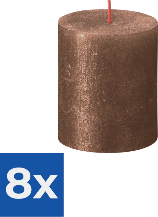Bolsius - Stompkaars Shimmer 80/68 Copper - Voordeelverpakking 8 stuks