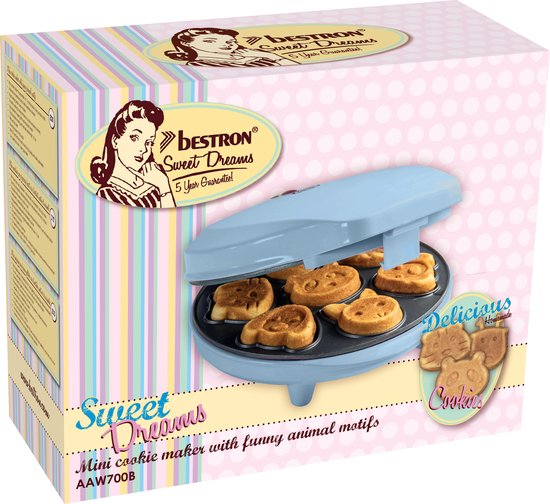 Bestron Wafelijzer - AAW700B - 700W - Mini cakes - Dierenvormpjes - Blauw - 5 jaar garantie — afbeelding 4