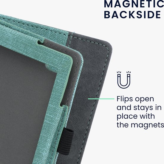 kwmobile hoes voor e-reader geschikt voor Kobo Aura Edition 2 - Cover met standaard in mintgroen / donkergrijs - Kunstleer van Merkloos — afbeelding 2