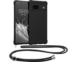 kwmobile telefoonhoesjegeschikt voor Google Pixel 7a - Hoesje van siliconen met telefoonkoord - In zwart