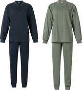 Lunatex - 2 dames pyjama's 124197 vogel - donkerblauw en groen - maat XL