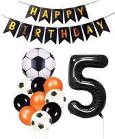 Cijfer Ballon 5 | Snoes Champions Voetbal Plus - Ballonnen Pakket | Oranje en Zwart