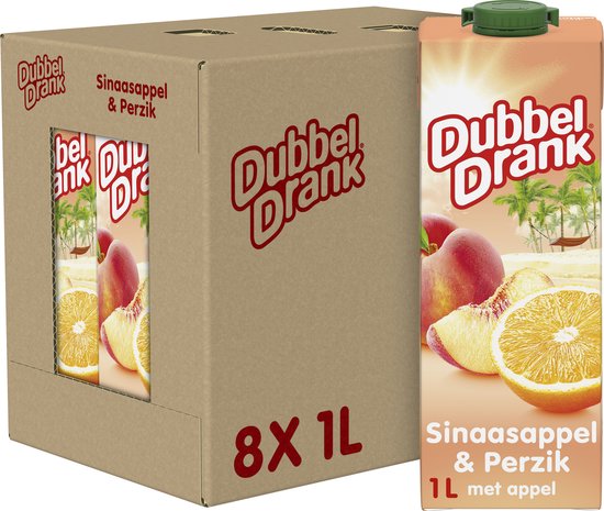 Dubbeldrank - Sap - Sinaasappel & perzik - 8 x 1L