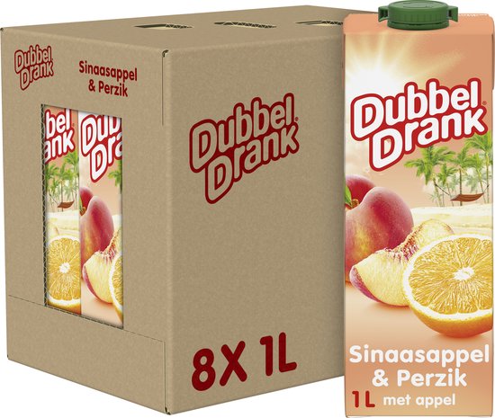 Foto: Dubbeldrank sap sinaasappel perzik 8 x 1l