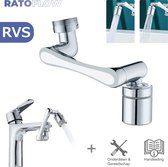 RATOFLOW® - Kraan Opzetstuk - Kraan Verlengstuk - kraankop - RVS - draaibaar - 2 standen - perlator - roterend - flexibel - Opzetstuk - Verlengstuk - waterbesparend - keukenkraan - badkamerkraan - zwenkbaar - sproeier - afwassen - M22 - M24 - 1/2"