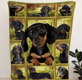 Fleece deken - Teckels - Teckel - honden - flanel - plaid - 150 x 130 cm