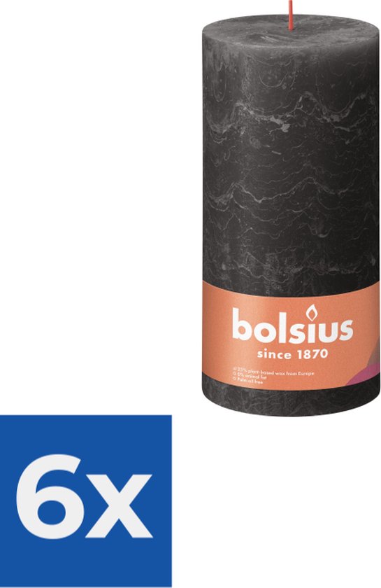 Bolsius Stompkaars Stormy Grey Ø100 mm - Hoogte 20 cm - Donkergrijs - 125 branduren - Voordeelverpakking 6 stuks