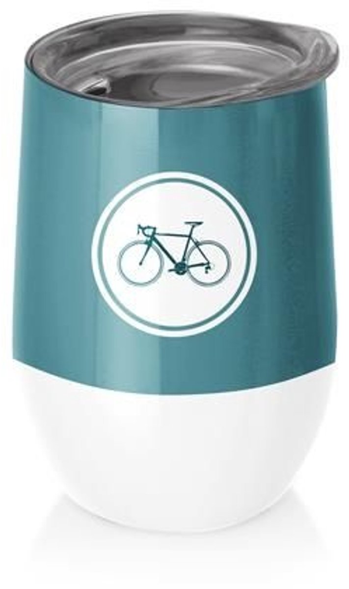 Chic.Mic Bioloco OfficeThermosbeker - Bicycle Love - 420ML - Warmhoud Beker - Dubbelwandige Thermosbeker - Milieuvriendelijk