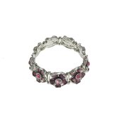 Behave - Armband dames - Bloemdesign met roze steen - Romantisch detail