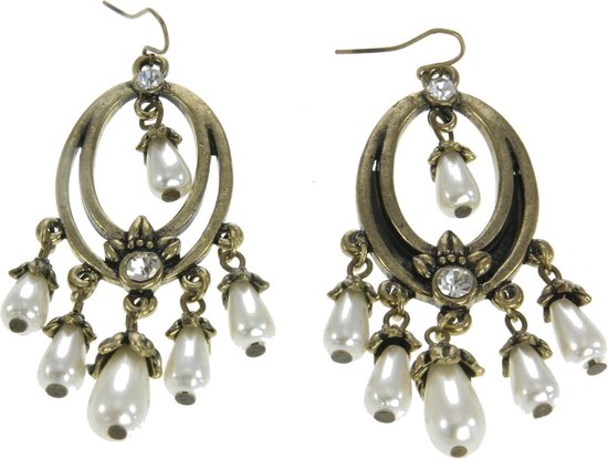 Behave Boucles d'oreilles pendantes design vintage avec perles et pierres