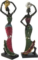 2 stuks Afrikaanse dame sculptuur stammen dame figuur beeldjes hars handwerk verzameling standbeeld vintage desktop ornamenten