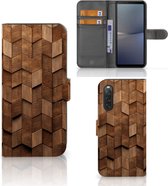 Book Style Case geschikt voor Sony Xperia 10 V Wooden Cubes