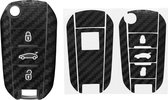 kwmobile 2 x autosleutel folie geschikt voor Peugeot 308 / 408 / 508 / 3008 / 301 / 2008 Sleutel - Sleutel bescherming auto - zwart Carbon design