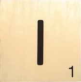 Houten Bordje 10x10x0.5cm - I - Zwarte Letter/Woordwaarde - Onbehandeld - Onderzetter/Homedeco