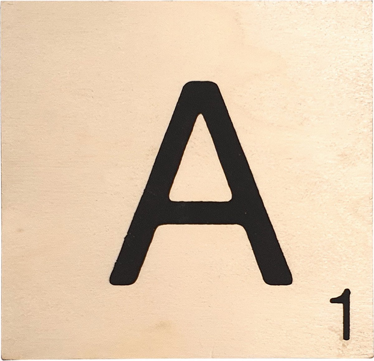 Houten Bordje 10x10x0.5cm - A - Zwarte Letter/Woordwaarde - Onbehandeld - Onderzetter/Homedeco
