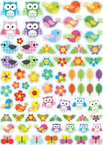 Stickers - Natuur Vogels & Uilen - Scrapbook Hobby DIY Stickervel - 1.5-3cm - 152 Stuks