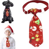 Kerst stropdas - stropdas kind - kinderstropdas - stropdas hond - sneeuwpop rood - 1 stuks