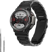kwmobile Vervangend horlogebandje geschikt voor Huami Amazfit T-Rex 2 - 14 - 22 cm RVS horloge bandje - metallic zwart